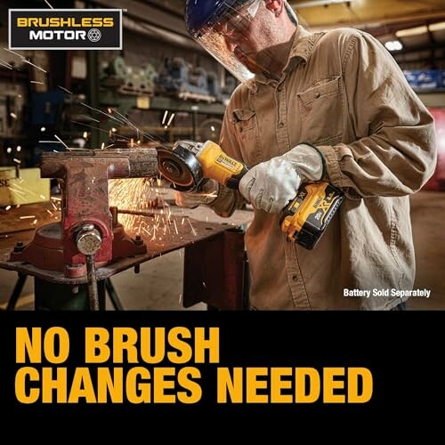 Worker using a brushless motor tool with sparks flying