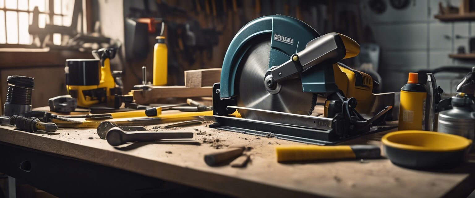 Workspace for circular saw maintenance