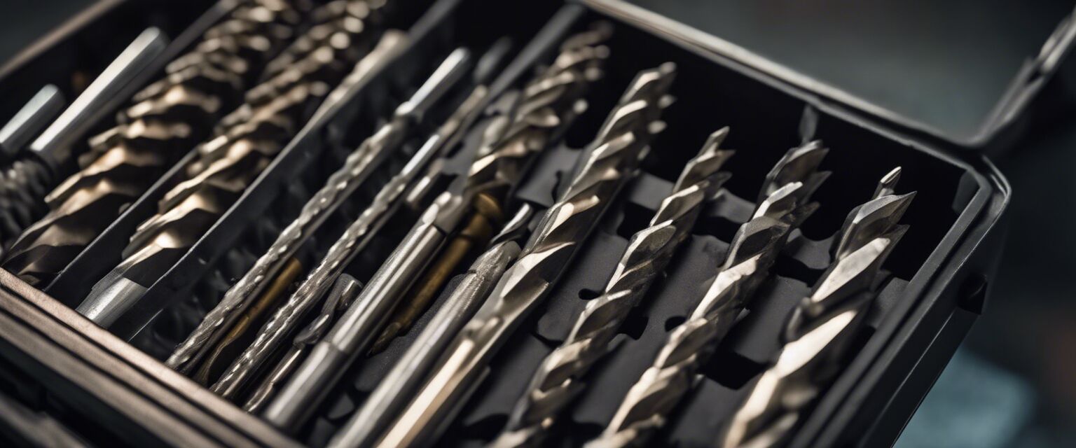A set of organized drill bits.