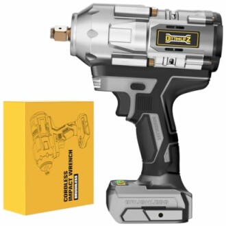 Cordless impact wrench with box packaging.