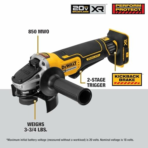 DeWalt Cordless Angle Grinder with Specifications