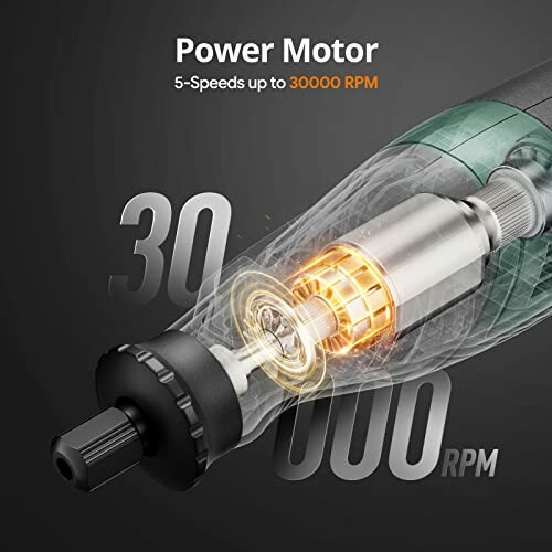 Illustration of a power motor with 5 speeds up to 30000 RPM