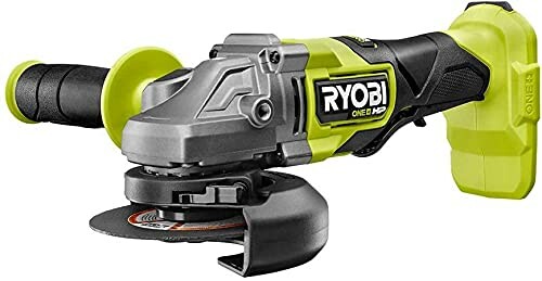 Ryobi cordless angle grinder with green and black design